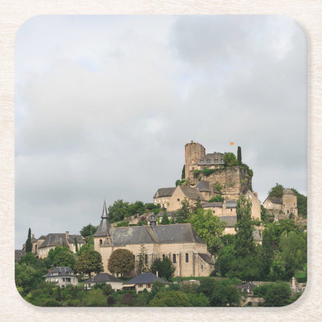 Turenne Dorf in Frankreich Rechteckiger Pappuntersetzer (Vorderseite)