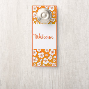 Türhanger-Willkommensdruck Orange und Weißer Hibis Türanhänger