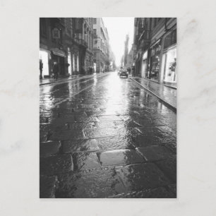 Turin Italien, nasse Straße Abend Postkarte