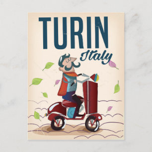 Turin Italien vintage Cartoon-Reiseposter Postkarte