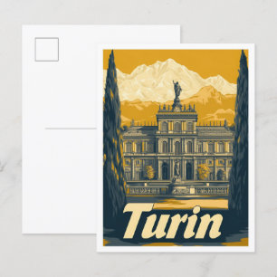 Turin Italien Vintage-Reiseillustration Postkarte