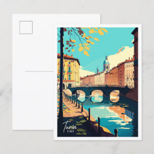 Turin Italien Vintage-Reiseillustration Postkarte