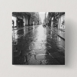 Turin Italien, Wet Street Abend Button