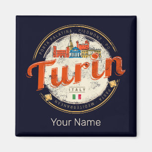 Turin Piedmont Retro Skyline Vintage Pasta Magnet