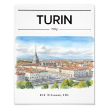 Turin-Wasserfarbenposter