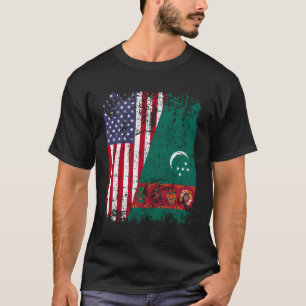 Turk Roots Halbe amerikanische Flagge Flagge USA T T-Shirt