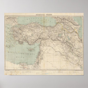 Türkei Atlas-Karte Poster