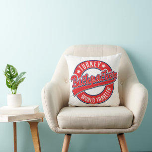 Türkei Backpacker World Traveller Retro-Logo. Kissen