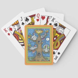 TÜRKEI-BAUM, ERNTEDANK-FUNNY GOBBLERS ROOSTING SPIELKARTEN