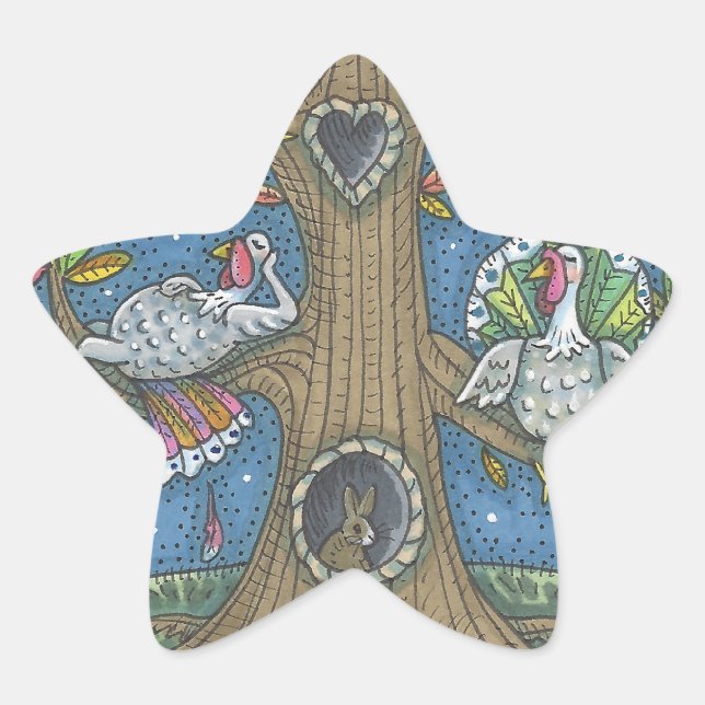 TÜRKEI-BAUM, ERNTEDANK-GOBBLERS-STICKER  Stern-Aufkleber (Vorderseite)