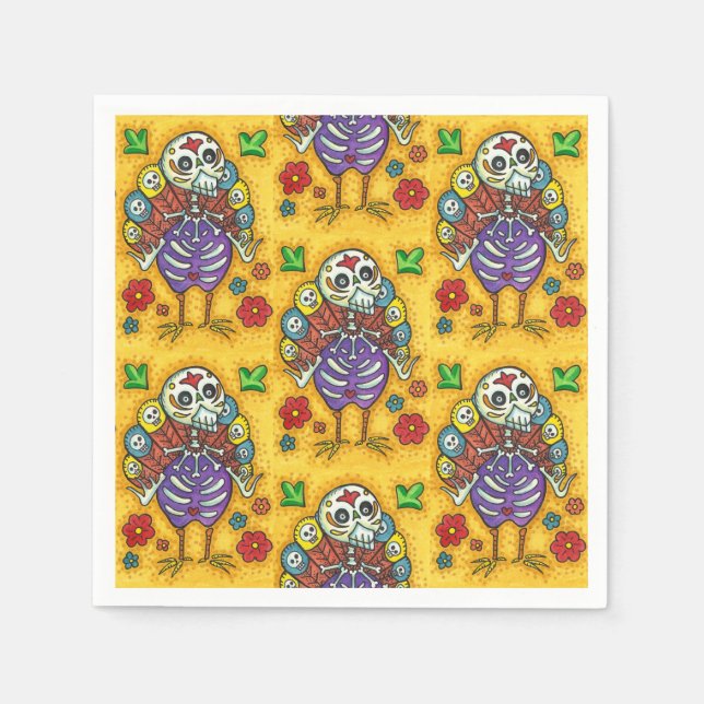 TÜRKEI-BONEN FARBFARBIG ERNTEDANK BIRD SKULL SERVIETTE (Vorderseite)