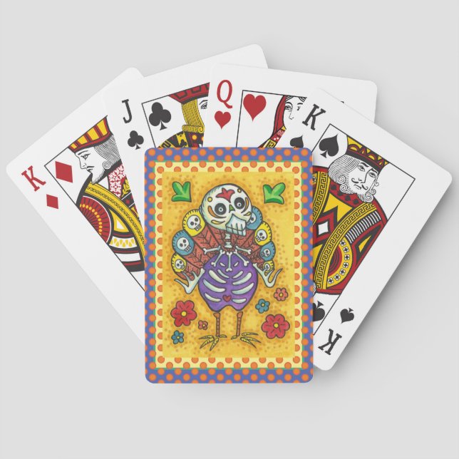 TÜRKEI-BONEN FARBFARBIG ERNTEDANK BIRD SKULL SPIELKARTEN (Rückseite)