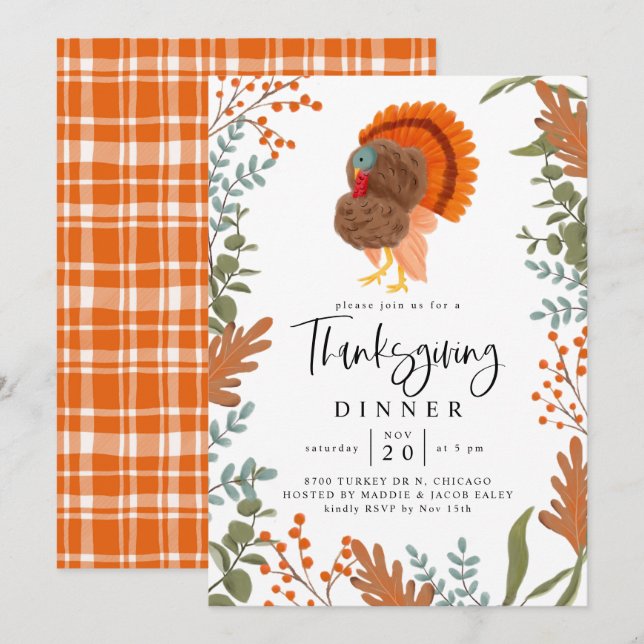 Türkei Erntedank Dinner Party Einladung (Vorne/Hinten)