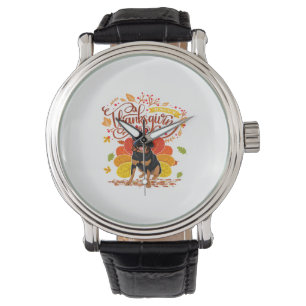 Türkei Erntedank Fall Funny Rottweiler Dog Owne Armbanduhr