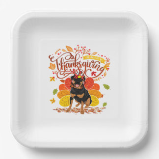 Türkei Erntedank Fall Funny Rottweiler Dog Owne Pappteller