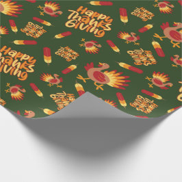 Türkei, Feather und glückliches Erntedankfest Dunk Geschenkpapier