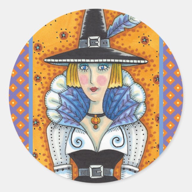 TÜRKEI FEATHER WITCH, EIN SALEM-ERNTEDANK, FOLG RUNDER AUFKLEBER (Vorderseite)