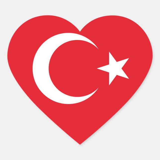 Türkei-Flag-Heftsticker Herz-Aufkleber (Vorderseite)