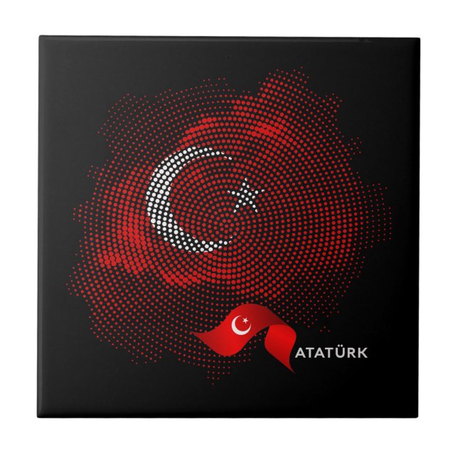 Türkei-Flagge Fliese (Vorderseite)