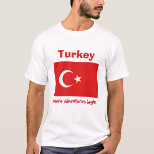 Türkei-Flagge + Karte + Text T-Shirt