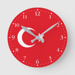 Türkei-Flagge Runde Wanduhr