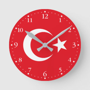 Türkei-Flagge Runde Wanduhr