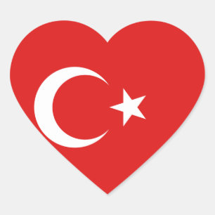 Türkei Flaggenmittel Herz-Aufkleber