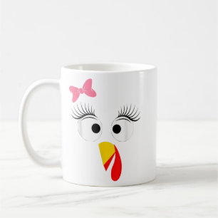 Türkei Gesicht Girl Pink Bow T-Shirt Kinder Frauen Kaffeetasse
