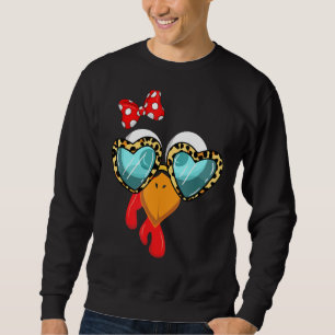 Turkei Gesicht Leopard Print Gläser Wome Sweatshirt