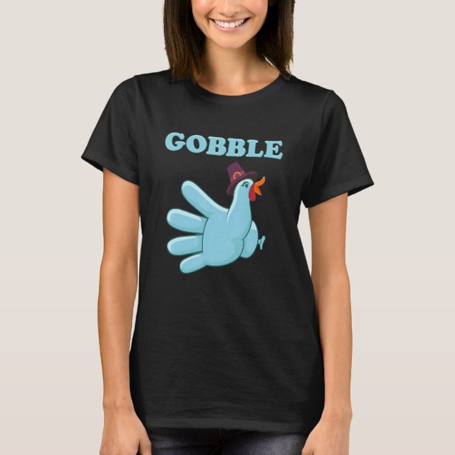 Türkei Gobble Glove Nurse Medical RN ER Fall Danke T-Shirt (Vorderseite)