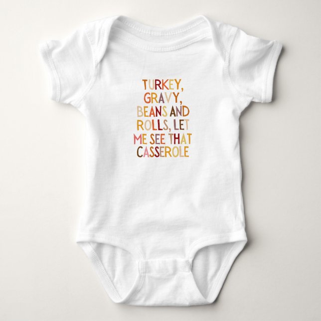 Türkei Gravy Bohnen und Rollen Ließ mir sehen, das Baby Strampler (Vorderseite)