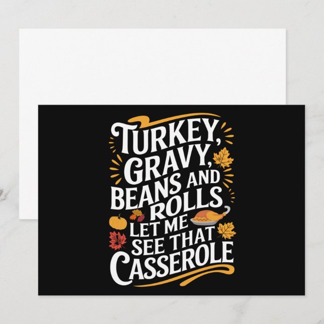 Türkei Gravy Bohnen und Rolls Lass mir sehen Casse Einladung (Vorne/Hinten)