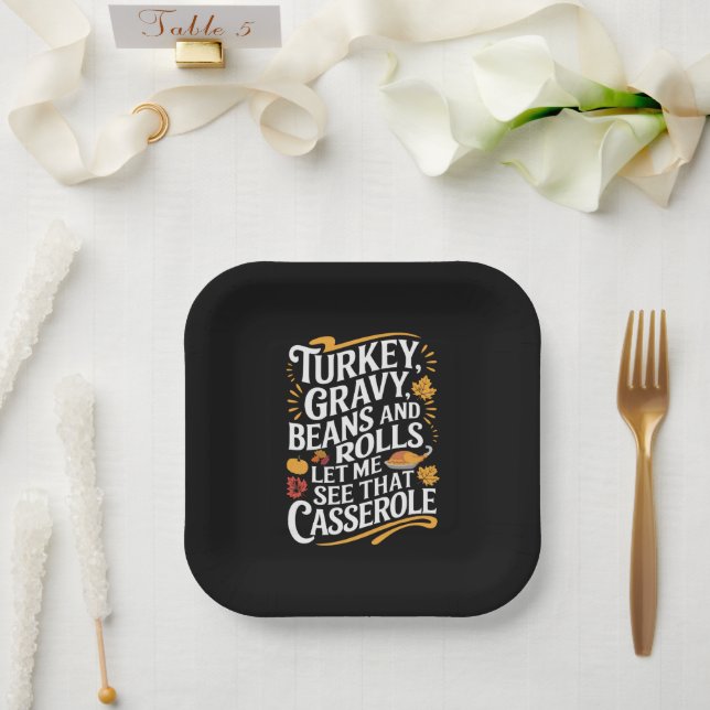 Türkei Gravy Bohnen und Rolls Lass mir sehen Casse Pappteller (Hochzeit)
