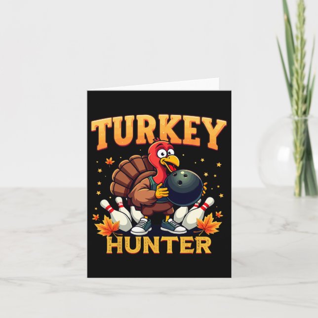 Türkei Hunter Bowling Erntedank Funny Bowler Karte (Vorderseite)