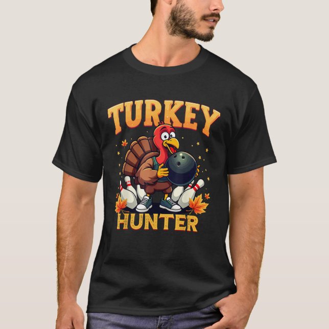 Türkei Hunter Bowling Erntedank Funny Bowler T-Shirt (Vorderseite)