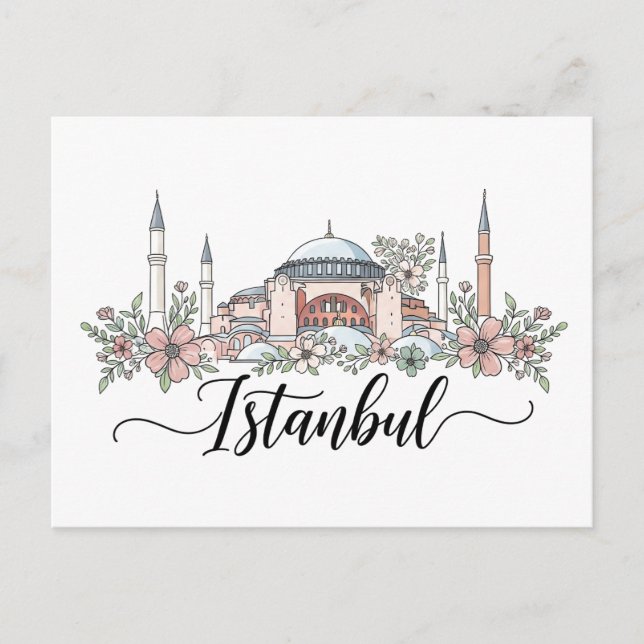 Türkei Istanbul Hagia Sophia Floral Postkarte (Vorderseite)