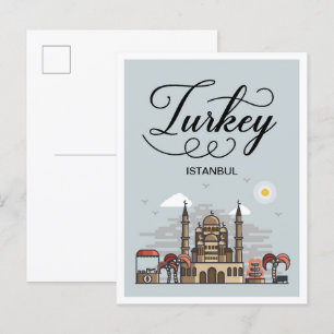 Türkei Istanbul Kunstreise Illustration Postkarte