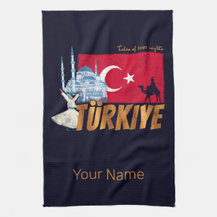 Türkei Istanbul Vintage-Flagge Türkei Souvenir Geschirrtuch