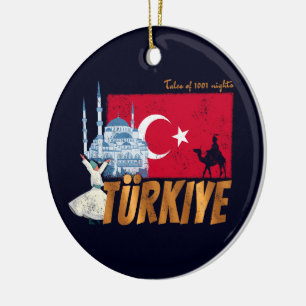 Türkei Istanbul Vintage-Flagge Türkei Souvenir Keramik Ornament