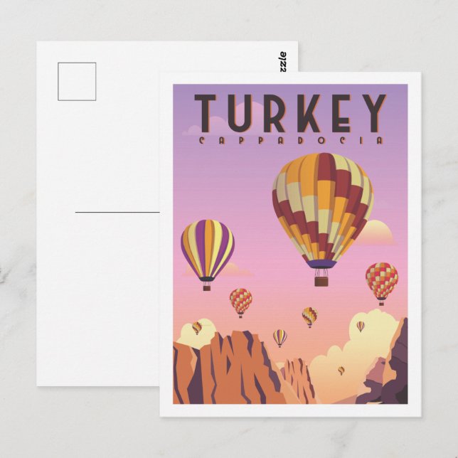 Türkei Kappadokien Berühmter Reiseort Illustration Postkarte (Vorne/Hinten)