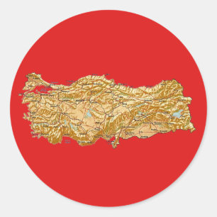 Türkei-Karten-Aufkleber Runder Aufkleber