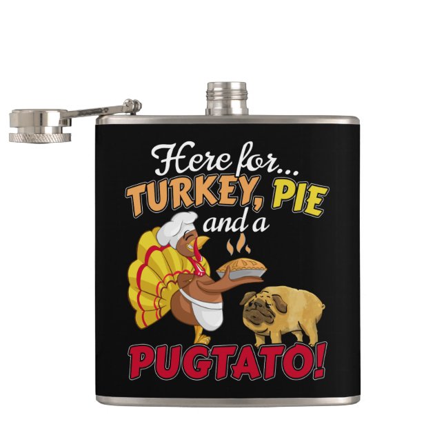 Türkei, Kuchen und ein Pugtato Erntedank Mops Dog Flachmann (Geöffnet)