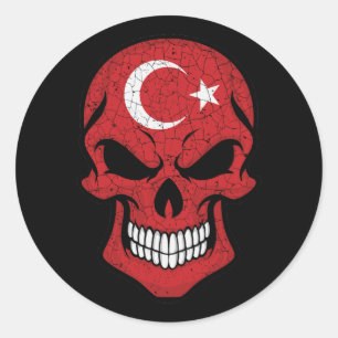 Türkei lächelt Schädelflagge Runder Aufkleber