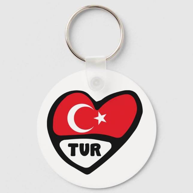 Türkei Ländercode Flag Herzklopfen, TUR Schlüsselanhänger (Vorderseite)