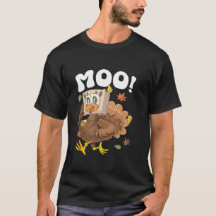 Türkei Moo Funny Erntedank Niedlich Türkei Fake Ku T-Shirt