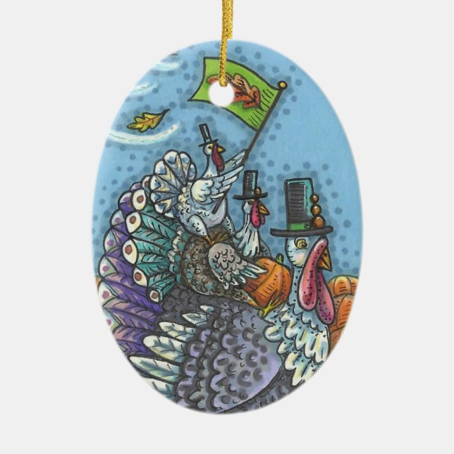 TÜRKEI-NATIONALOval, GOBBLERS-ERNTEDANK Keramik Ornament (Vorne)