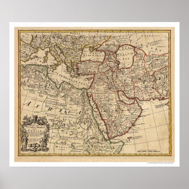 Türkei Persia Arabia Karte - 1721 Poster (Vorne)