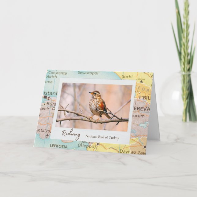 Türkei Redwing National Bird Emblem auf Karte (Vorderseite)