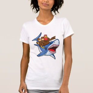 Türkei Riding Shark Erntedank Geschenk für Kinder T-Shirt