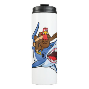 Türkei Riding Shark Erntedank Geschenk für Kinder Thermosbecher